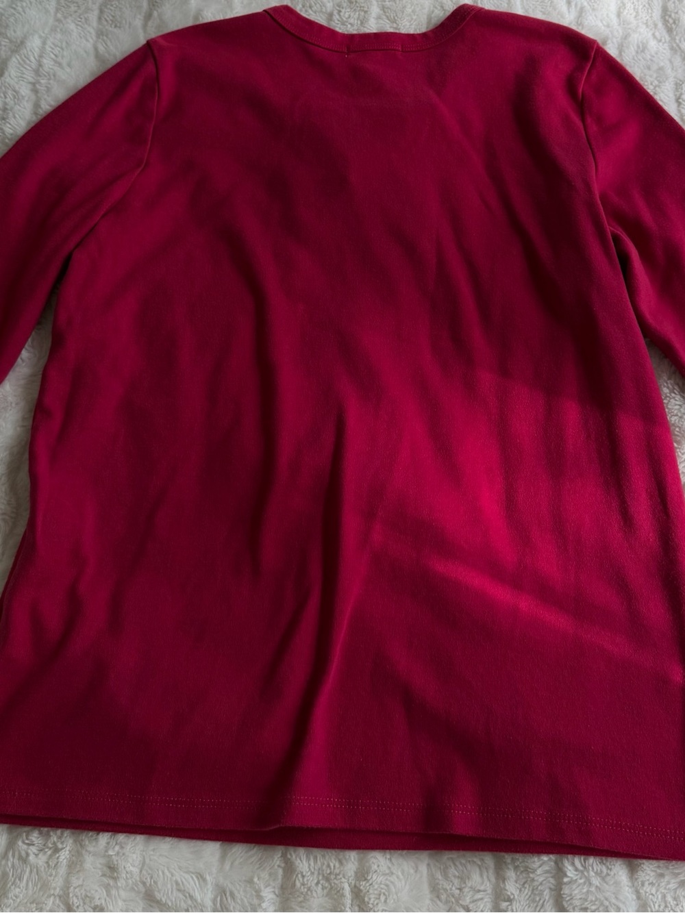 Embroidered V-Neck Floral Knit Top - Deep Raspberry - Picture 6 of 7